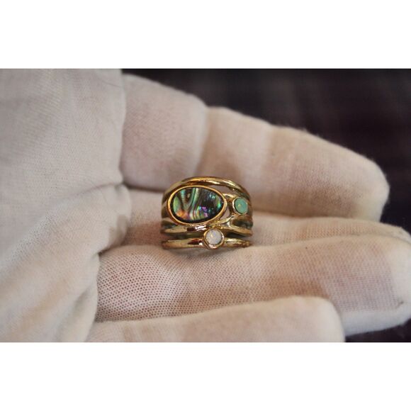 Abalone Rhinestone Abstract Ring - Picture 7 of 8